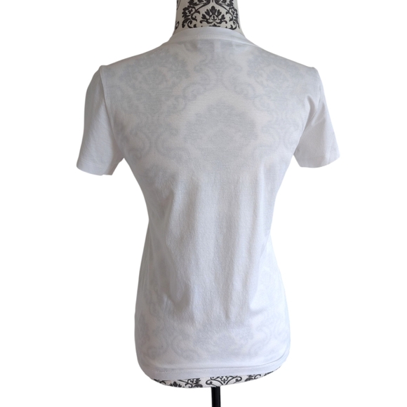 Carven Tee I Women's Small Blanc Optique White Purple Heart Graphic Kitschy Y2K - Picture 3 of 13